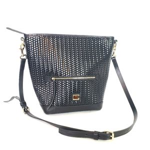 Dooney and Bourke Camden Woven black leather crossbody bag